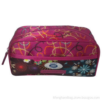 Women's cosmetic handbag, clutch bag, made oPVC, Flowers pattern